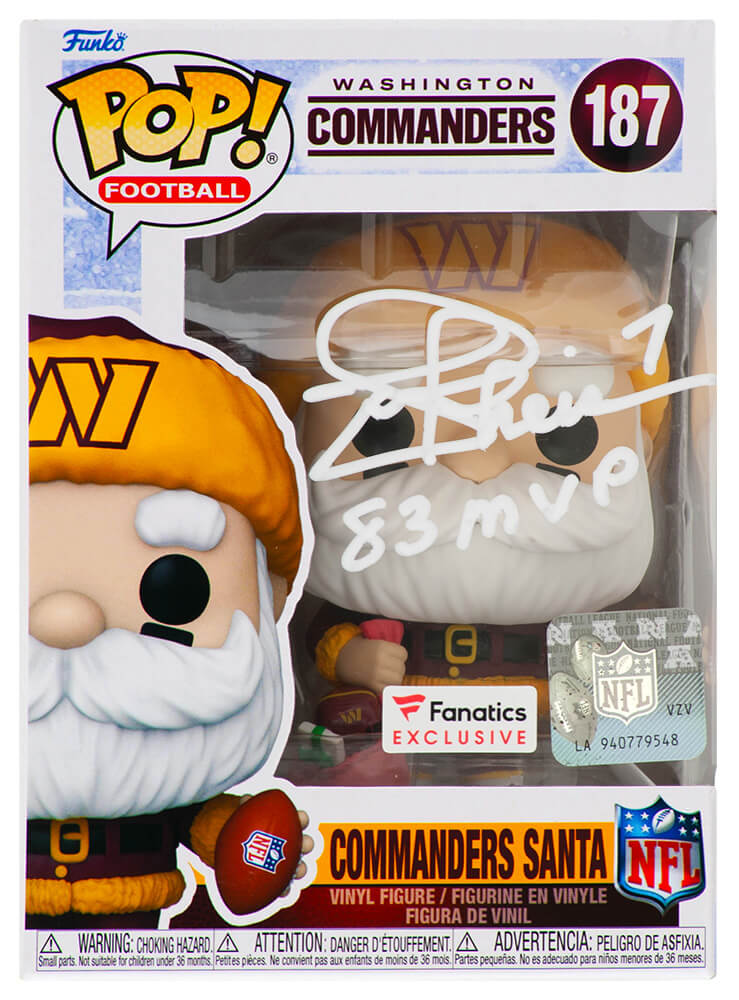 Joe Theismann Washington Commanders Autographed SANTA Funko Pop #187-Powers Sports Memorabilia
