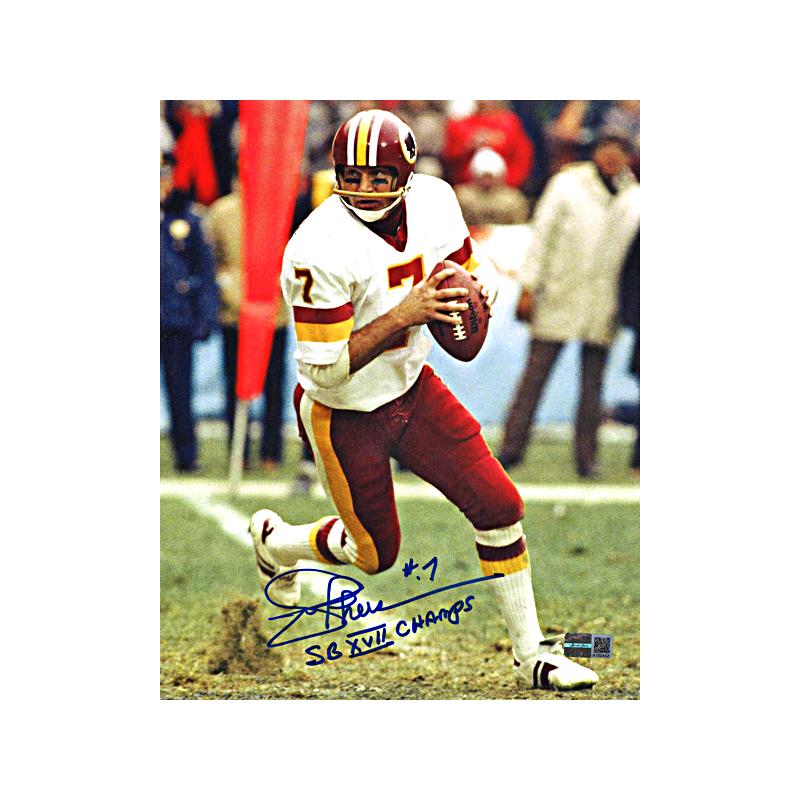 Joe Theismann Washington Redskins Signed 8x10 Photo Inscribed "SB XVII Champs"-Powers Sports Memorabilia