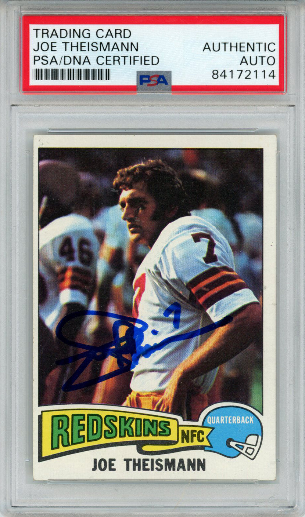 Joe Theismann Washington Redskins Signed Card - 1975 Topps #416 PSA Slab PSA-Powers Sports Memorabilia
