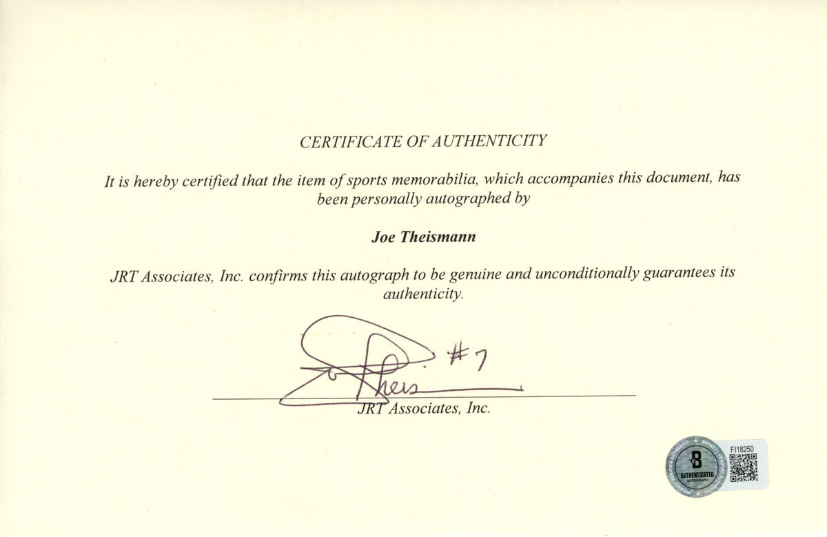 Joe Theismann Washington Redskins Signed Mini Helmet - Certificate Genuine Beckett Beckett-Powers Sports Memorabilia