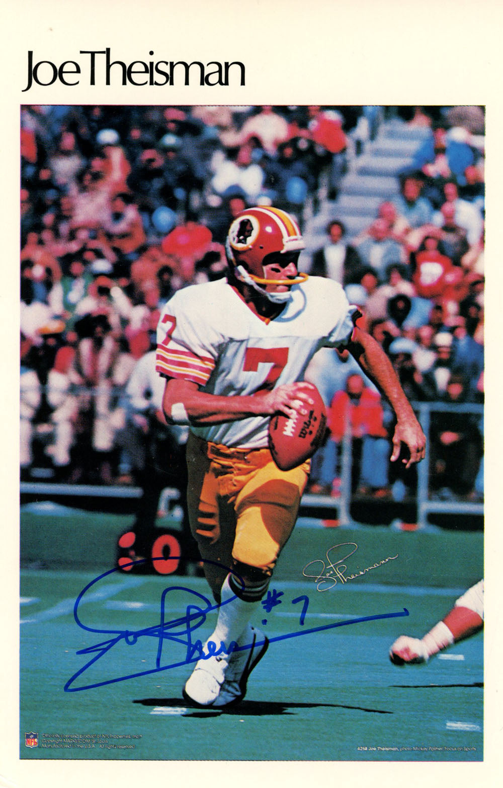 Joe Theismann Washington Redskins Mini Signed Poster 32/50-Powers Sports Memorabilia