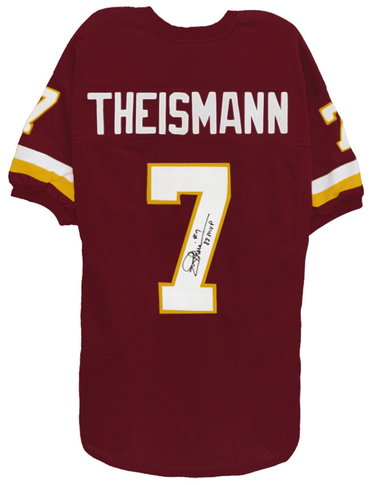 Joe Theismann Autographed Red Throwback Custom Jersey with 83 MVP-Powers Sports Memorabilia