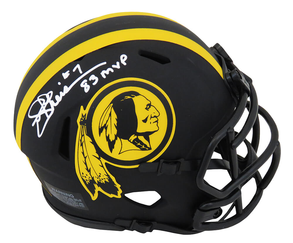 Joe Theismann Autographed Washington Redskins Eclipse Black Matte Riddell Speed Mini Helmet with 83 MVP-Powers Sports Memorabilia