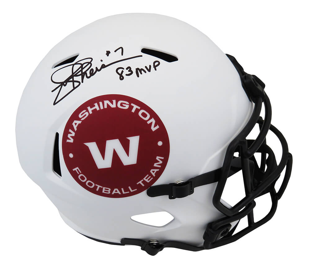 Joe Theismann Autographed Washington Football Team Lunar Eclipse White Matte Riddell Full Size Speed Replica Helmet with 83 MVP-Powers Sports Memorabilia