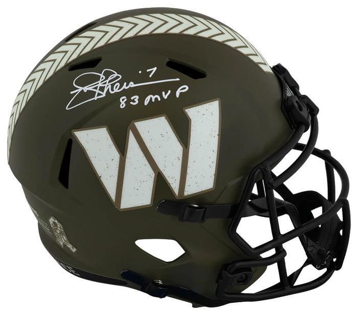 Joe Theismann Autographed Washington Commanders SALUTE Riddell Full Size Speed Replica Helmet with 83 MVP-Powers Sports Memorabilia