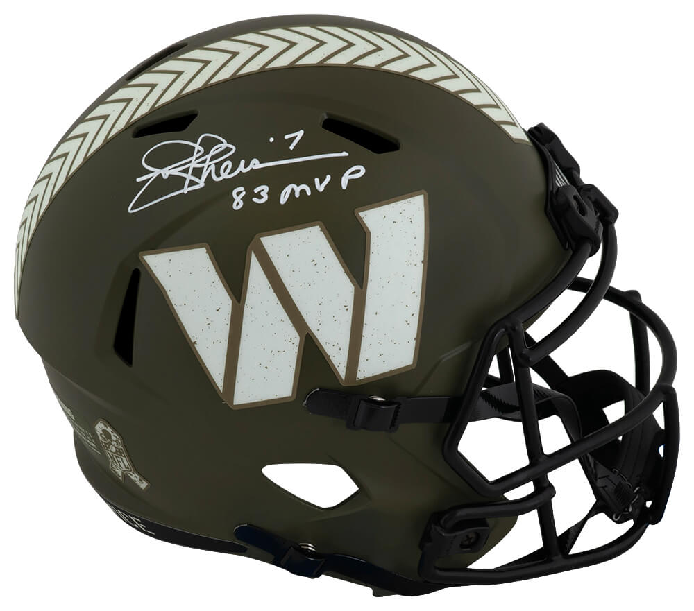 Joe Theismann Autographed Washington Commanders SALUTE Riddell Full Size Speed Replica Helmet with 83 MVP-Powers Sports Memorabilia