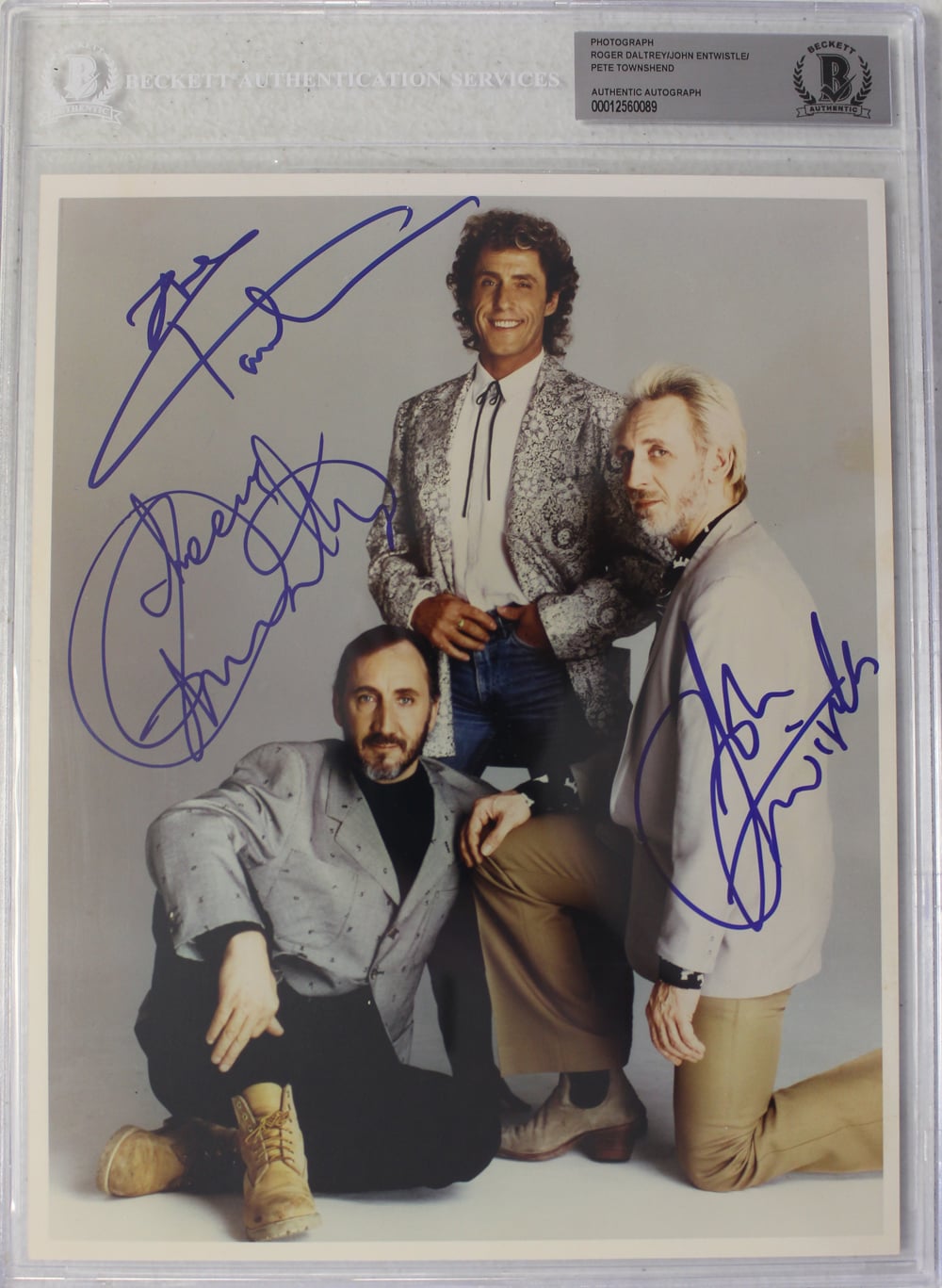 The Who Roger Daltrey, PeteTownshend, Entwistle Signed 8x10 Photo Beckett-Powers Sports Memorabilia