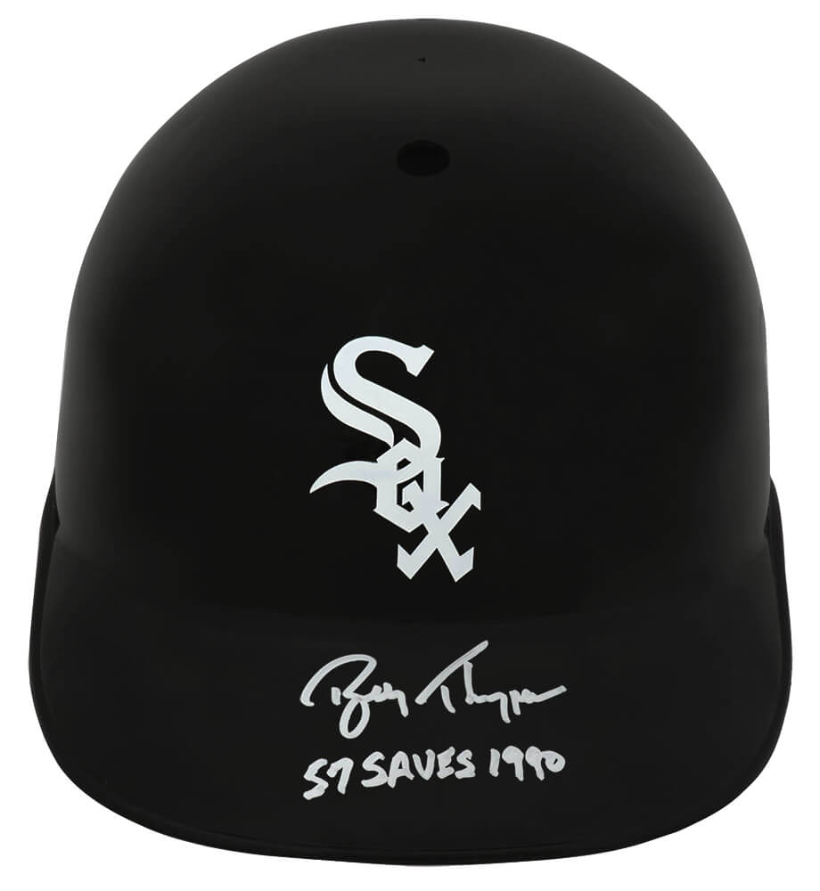 Bobby Thigpen Autographed Chicago White Sox Souvenir Replica Batting Helmet with 57 Saves 1990-Powers Sports Memorabilia