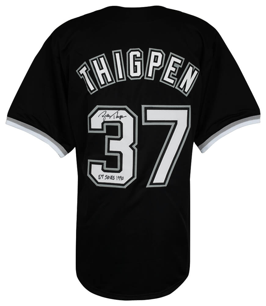 Bobby Thigpen Autographed Black Custom Baseball Jersey with 57 Saves 1990-Powers Sports Memorabilia