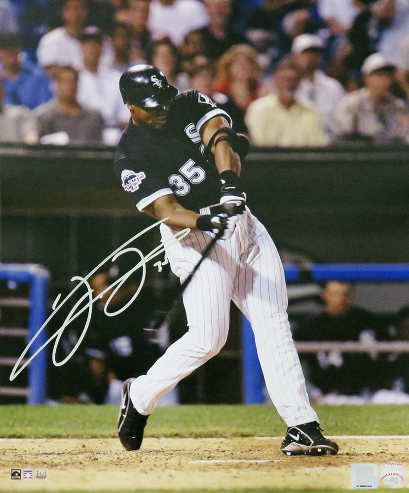 Frank Thomas Chicago White Sox Autographed Jersey Swinging 16x20 Photo-Powers Sports Memorabilia