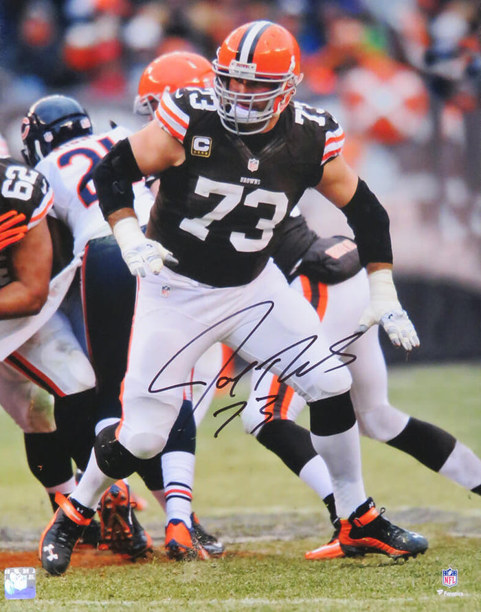 Joe Thomas Autographed Cleveland Browns Action vs Bears 16x20 Photo-Powers Sports Memorabilia