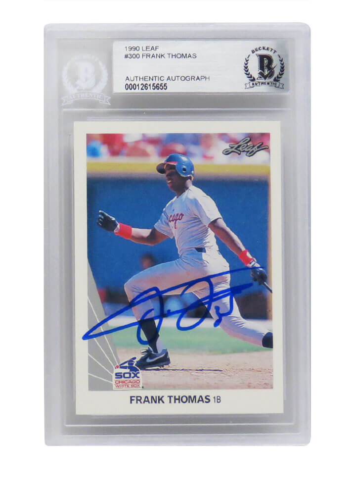 Frank Thomas Autographed Chicago White Sox 1990 Leaf Rookie Card #300-Powers Sports Memorabilia