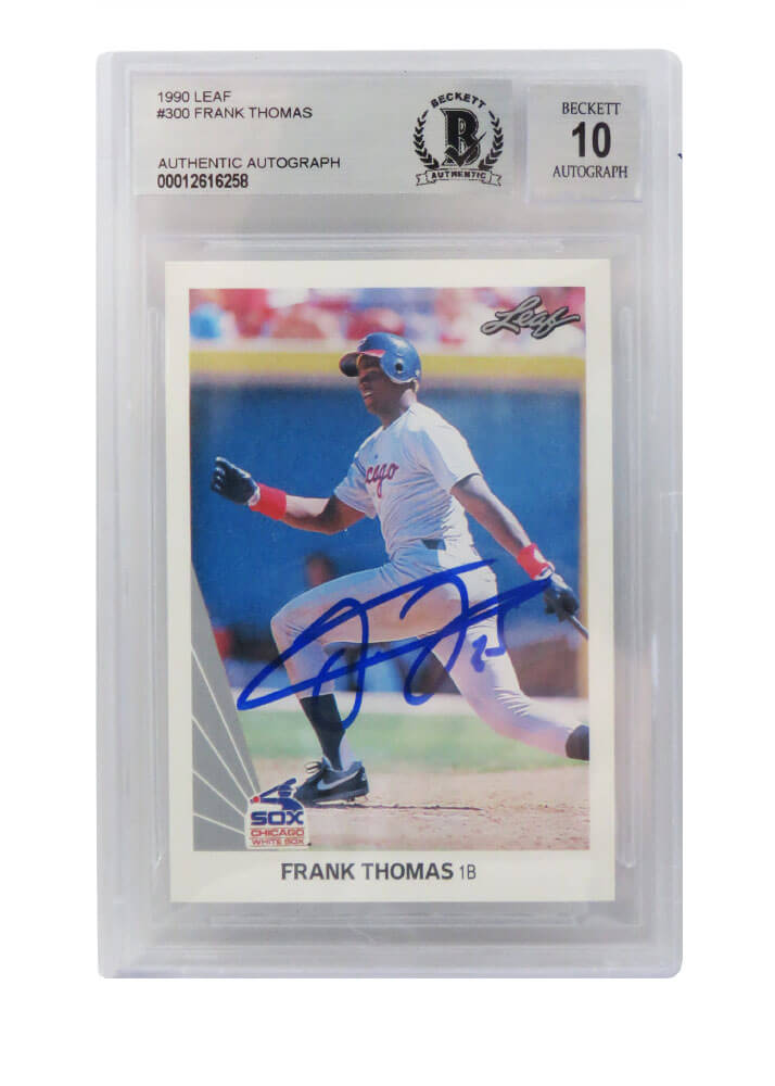 Frank Thomas Chicago White Sox Autographed 1990 Leaf Rookie Card #300-Powers Sports Memorabilia