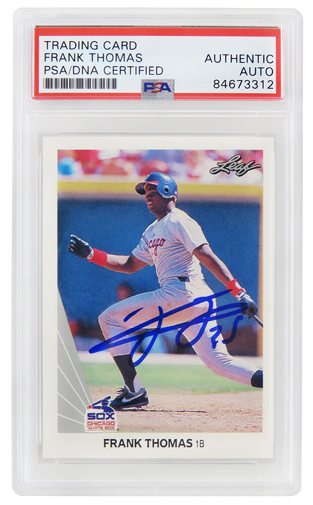 Frank Thomas Chicago White Sox Autographed 1990 Leaf Rookie Card #300 White-Powers Sports Memorabilia