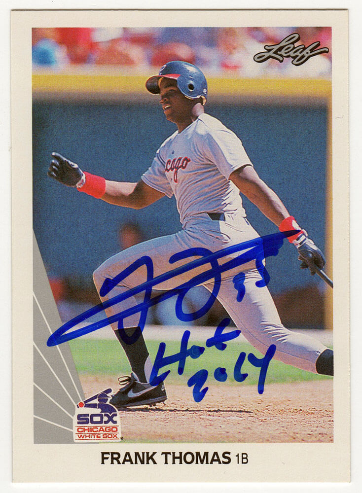 Frank Thomas Chicago White Sox Autographed 1990 Leaf Rookie Baseball Card-Powers Sports Memorabilia