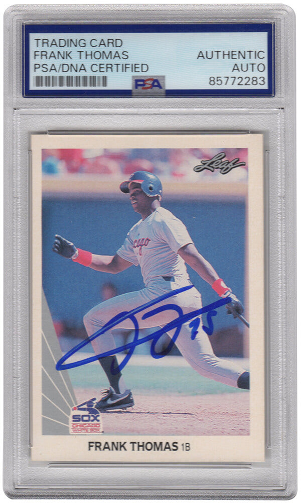 Frank Thomas Autographed Chicago White Sox 1990 Leaf Rookie Baseball Card #300-Powers Sports Memorabilia