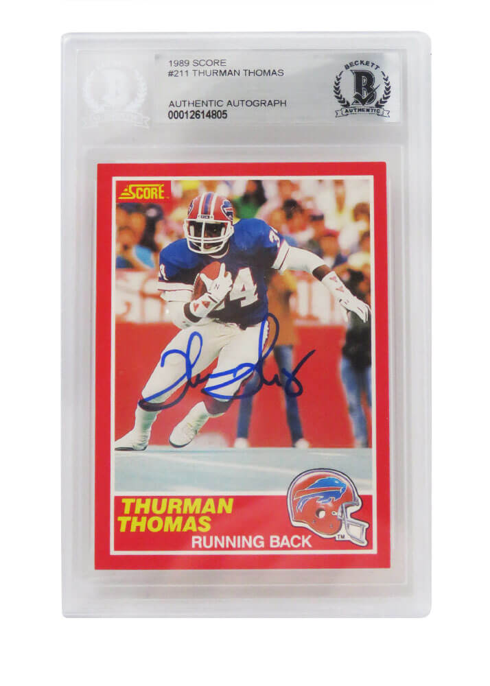 Thurman Thomas Autographed Buffalo Bills 1989 Score Rookie Card #211-Powers Sports Memorabilia