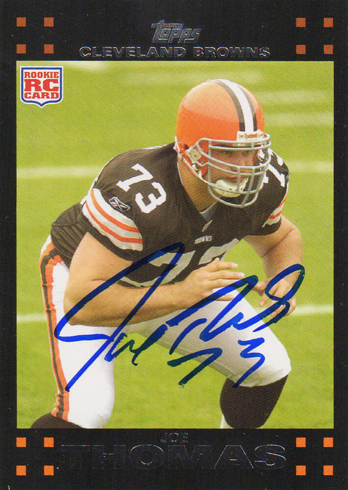 Joe Thomas Autographed Cleveland Browns 2007 Topps Rookie Football Trading Card #392-Powers Sports Memorabilia