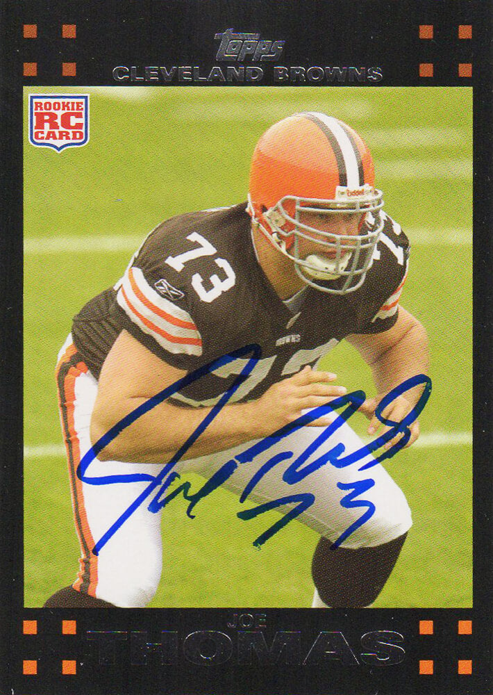 Joe Thomas Autographed Cleveland Browns 2007 Topps Rookie Football Trading Card #392-Powers Sports Memorabilia