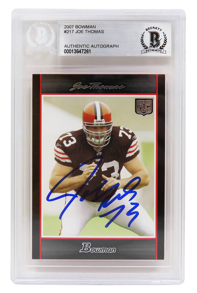 Joe Thomas Autographed Cleveland Browns 2007 Bowman Football Rookie Card #217-Powers Sports Memorabilia