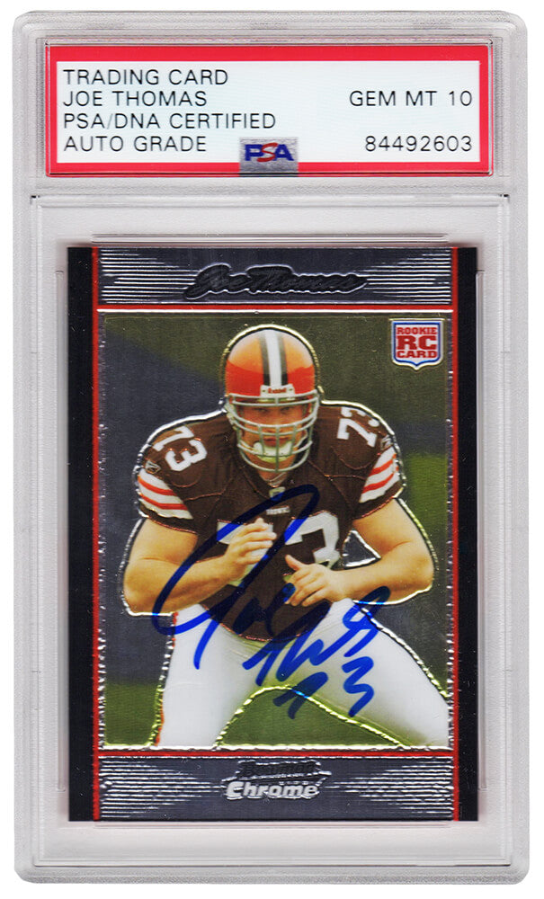 Joe Thomas Autographed Cleveland Browns 2007 Bowman Chrome Rookie Card #BC94 (PSA/DNA Encapsulated - Auto Grade 10)-Powers Sports Memorabilia