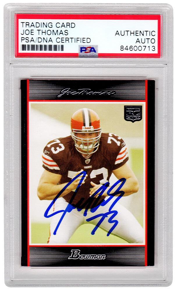 Joe Thomas Autographed Cleveland Browns 2007 Bowman Football Rookie Card #217 (PSA/DNA Encapsulated)-Powers Sports Memorabilia