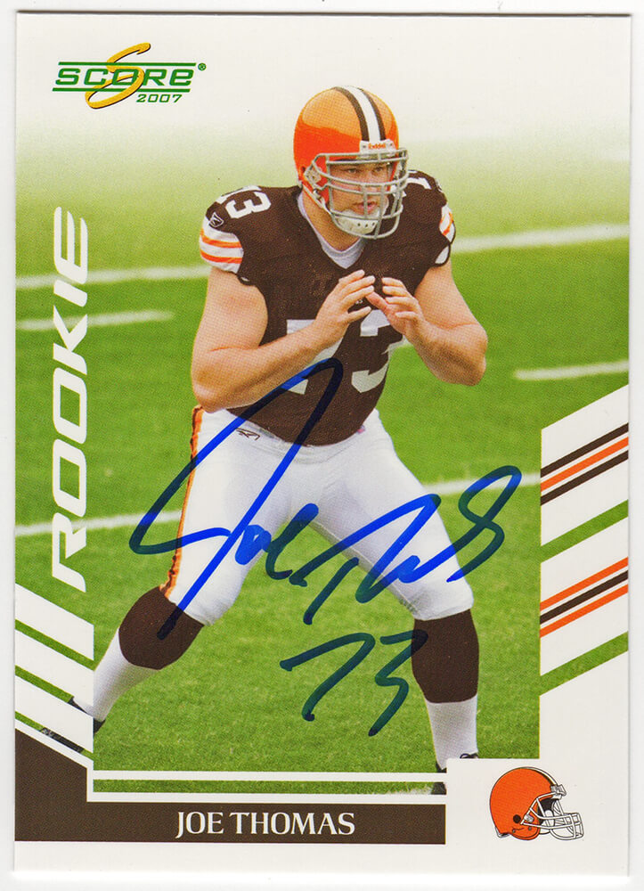 Joe Thomas Autographed Cleveland Browns 2007 Score Rookie Football Card #355-Powers Sports Memorabilia