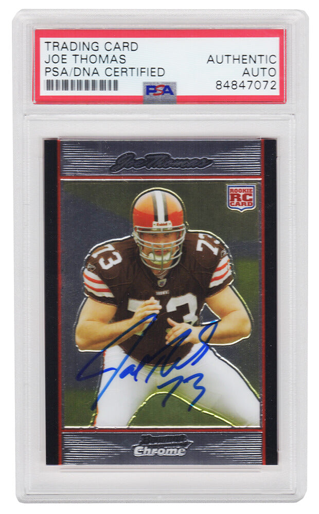 Joe Thomas Autographed Cleveland Browns 2007 Bowman Chrome Rookie Card #BC94 (PSA/DNA Encapsulated)-Powers Sports Memorabilia