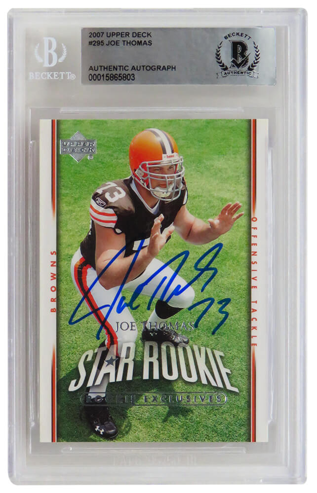 Joe Thomas Cleveland Browns Autographed 2007 Upper Deck Rookie Football-Powers Sports Memorabilia
