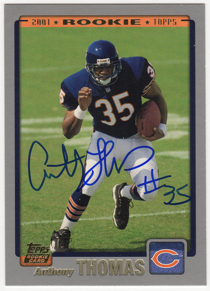 Anthony Thomas Autographed Chicago Bears 2001 Topps Rookie Football Card #358-Powers Sports Memorabilia