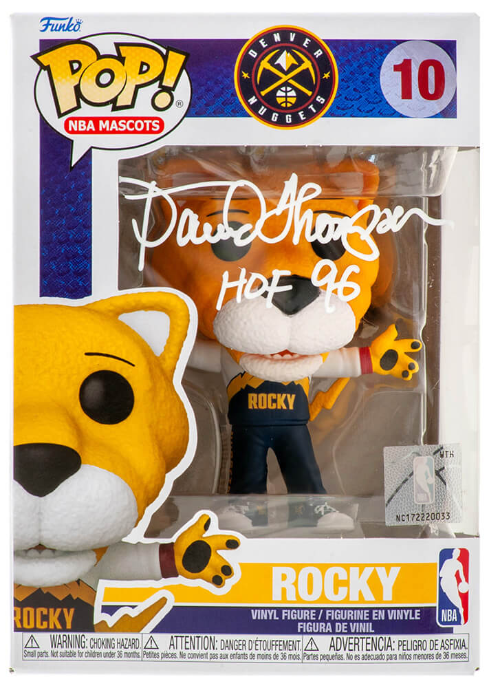 David Thompson Denver Nuggets Autographed Rocky NBA Mascot Funko Pop #10-Powers Sports Memorabilia