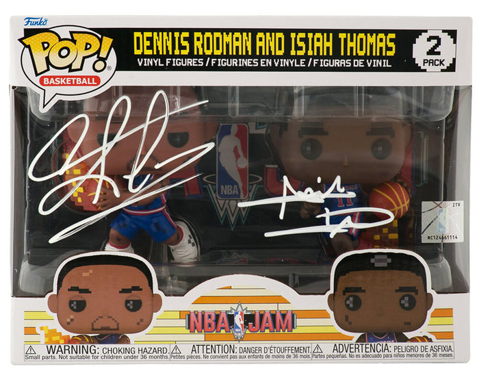 Isiah Thomas & Dennis Rodman Dual Autographed Detroit Pistons NBA Jam Dual Funko Pop Doll-Powers Sports Memorabilia