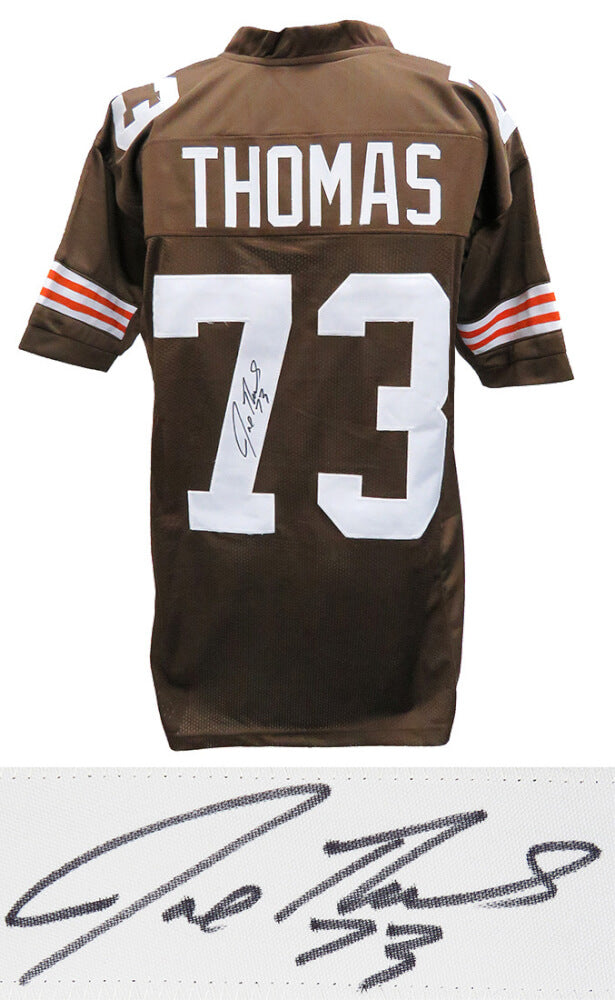Joe Thomas Autographed Brown Custom Jersey-Powers Sports Memorabilia