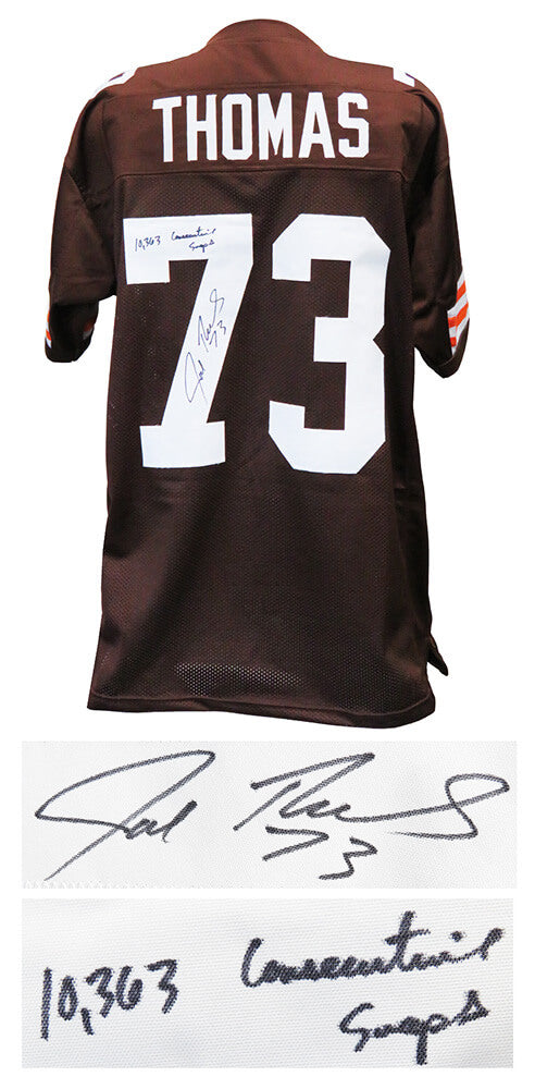 Joe Thomas Autographed Brown Custom Jersey with 10,363 Consecutive Snaps-Powers Sports Memorabilia