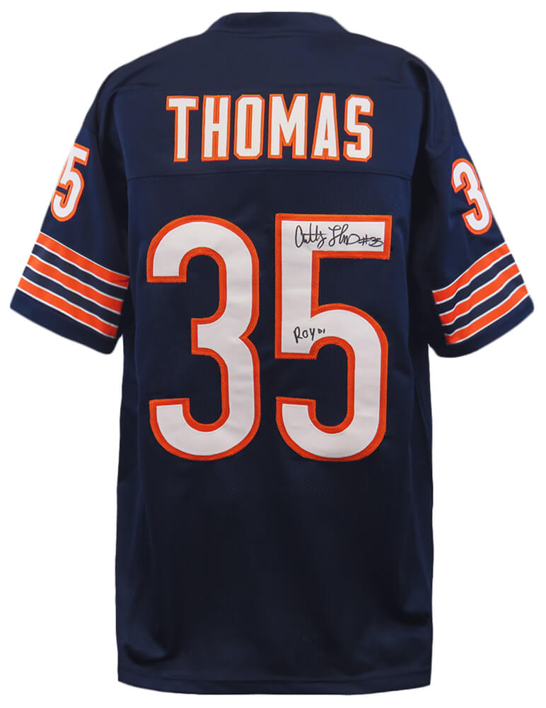 Anthony Thomas Autographed Navy Custom Football Jersey with ROY'01-Powers Sports Memorabilia