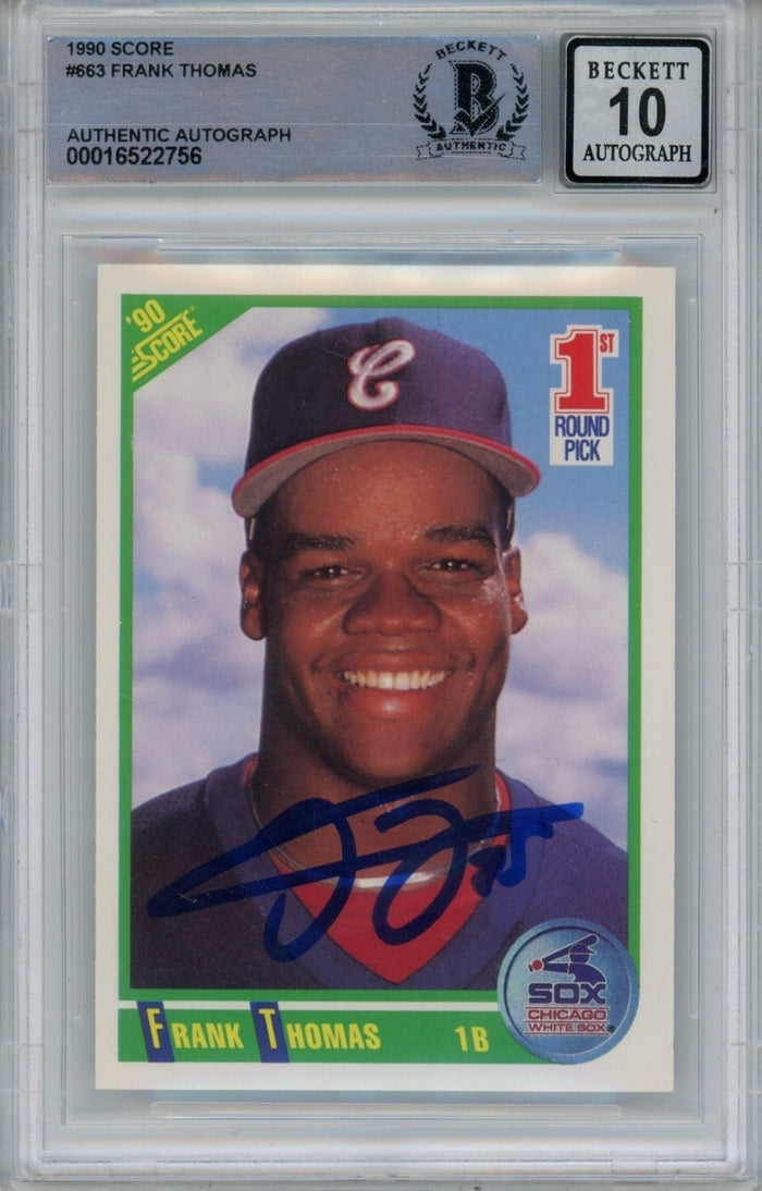 Frank Thomas Signed 1990 Score 663 Trading Card HOF – Beckett Authenticated-Powers Sports Memorabilia