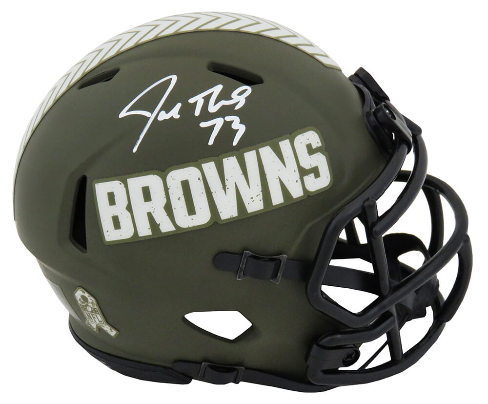 Joe Thomas Cleveland Browns Autographed Salute to Service Riddell Mini