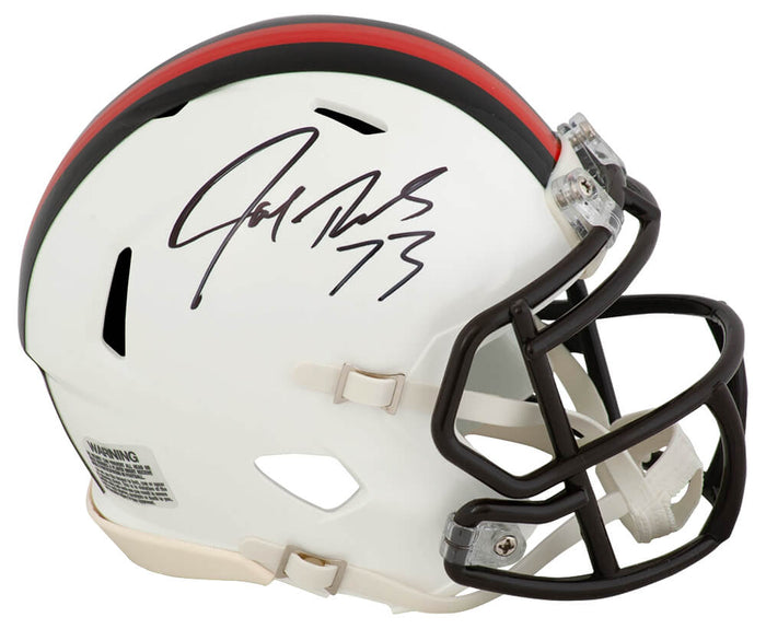 Joe Thomas Autographed Cleveland Browns 2023 Alternate White Riddell Speed Mini Helmet-Powers Sports Memorabilia