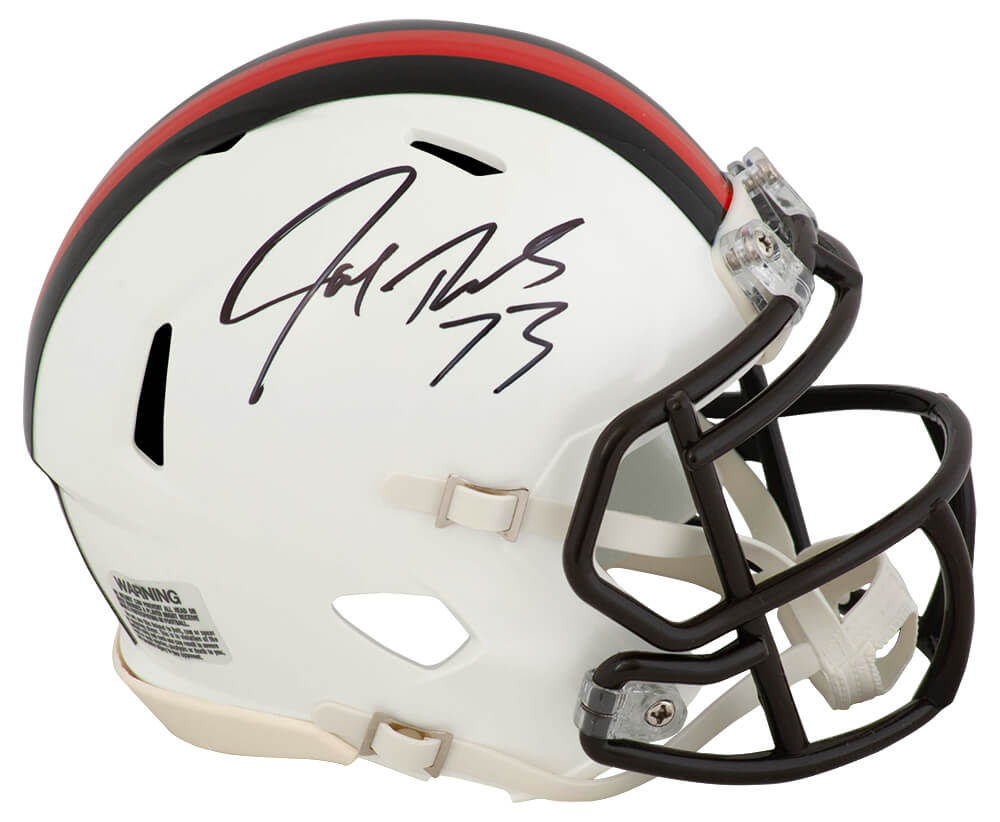 Joe Thomas Autographed Cleveland Browns 2023 Alternate White Riddell Speed Mini Helmet-Powers Sports Memorabilia