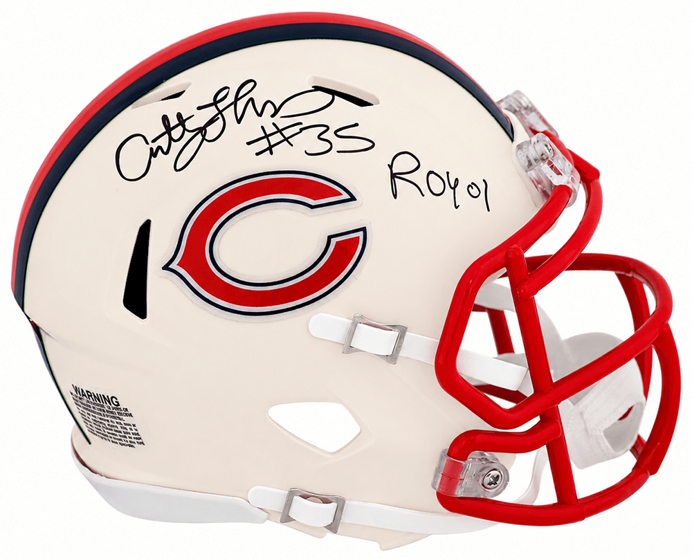 Anthony Thomas Autographed Chicago Bears RETRO Riddell Speed Mini Helmet with ROY'01-Powers Sports Memorabilia