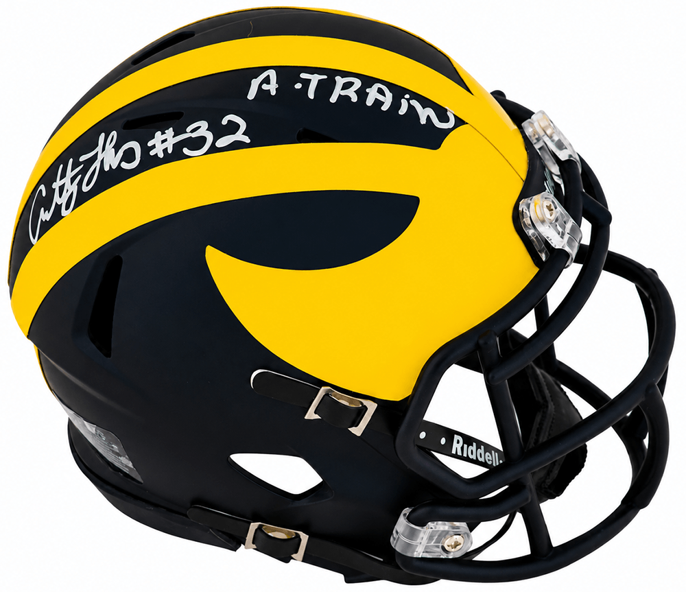 Anthony Thomas Autographed Michigan Wolverines Riddell Speed Mini Helmet with A-Train-Powers Sports Memorabilia