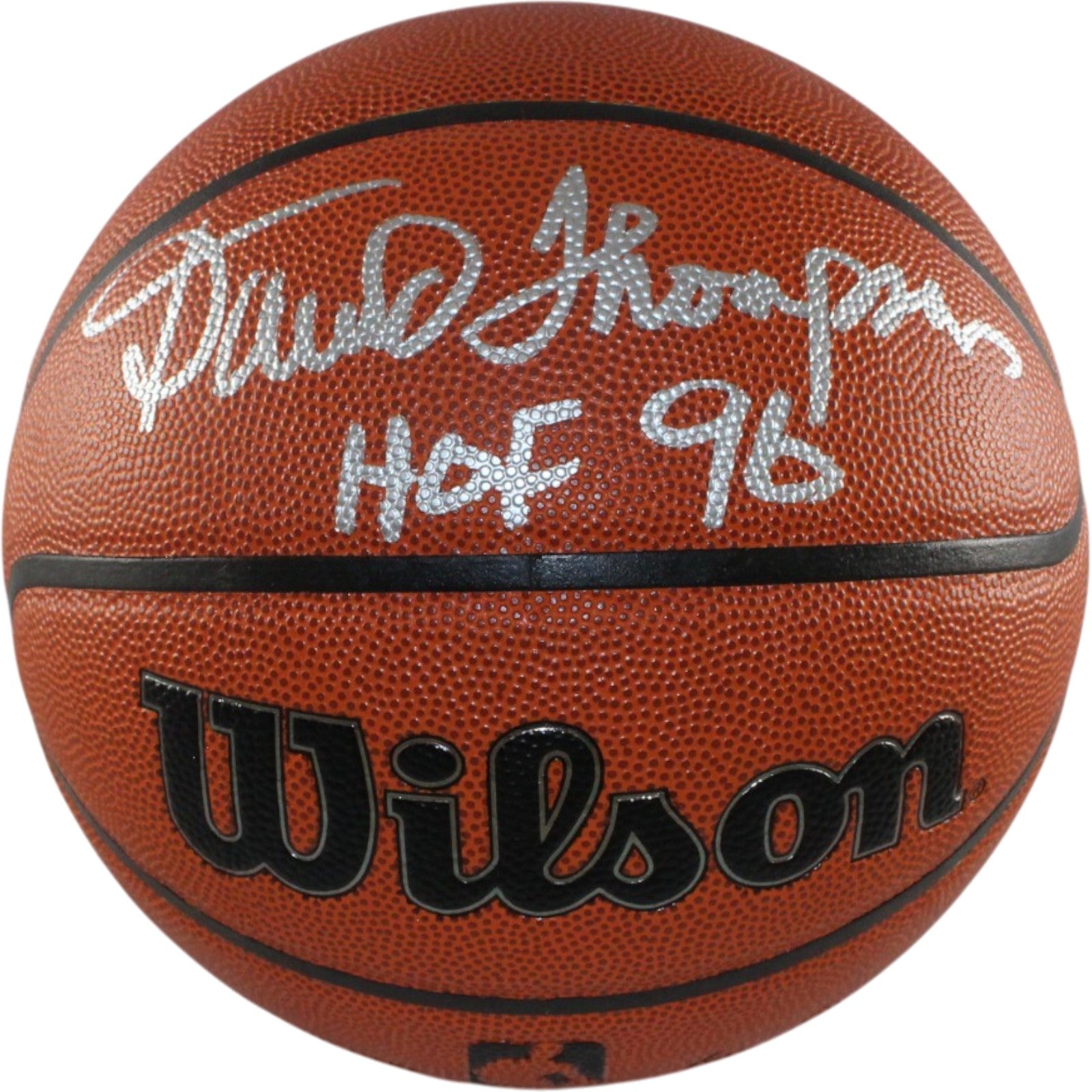 David Thompson Denver Nuggets Wilson Signed Basketball HOF 96 SCH 55455-Powers Sports Memorabilia