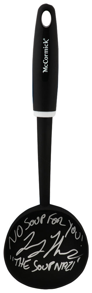Larry Thomas Autographed McCormick Black Soup Ladle with The Soup Nazi, No Soup For You-Powers Sports Memorabilia