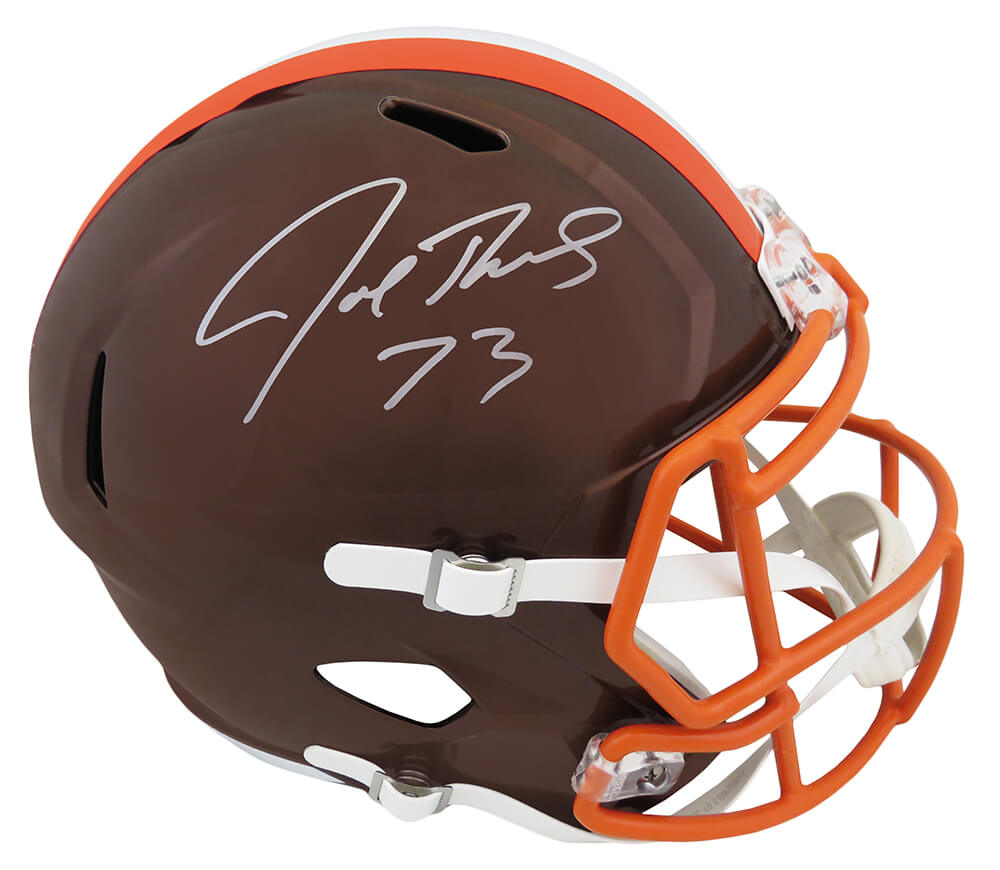 Joe Thomas Cleveland Browns Autographed FLASH Full Size Riddell Replica Helmet-Powers Sports Memorabilia
