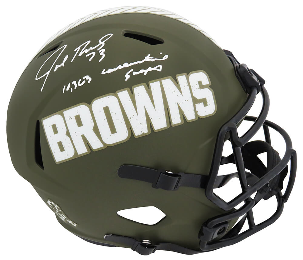 Joe Thomas Cleveland Browns Autographed Salute to Service Riddell Replica-Powers Sports Memorabilia