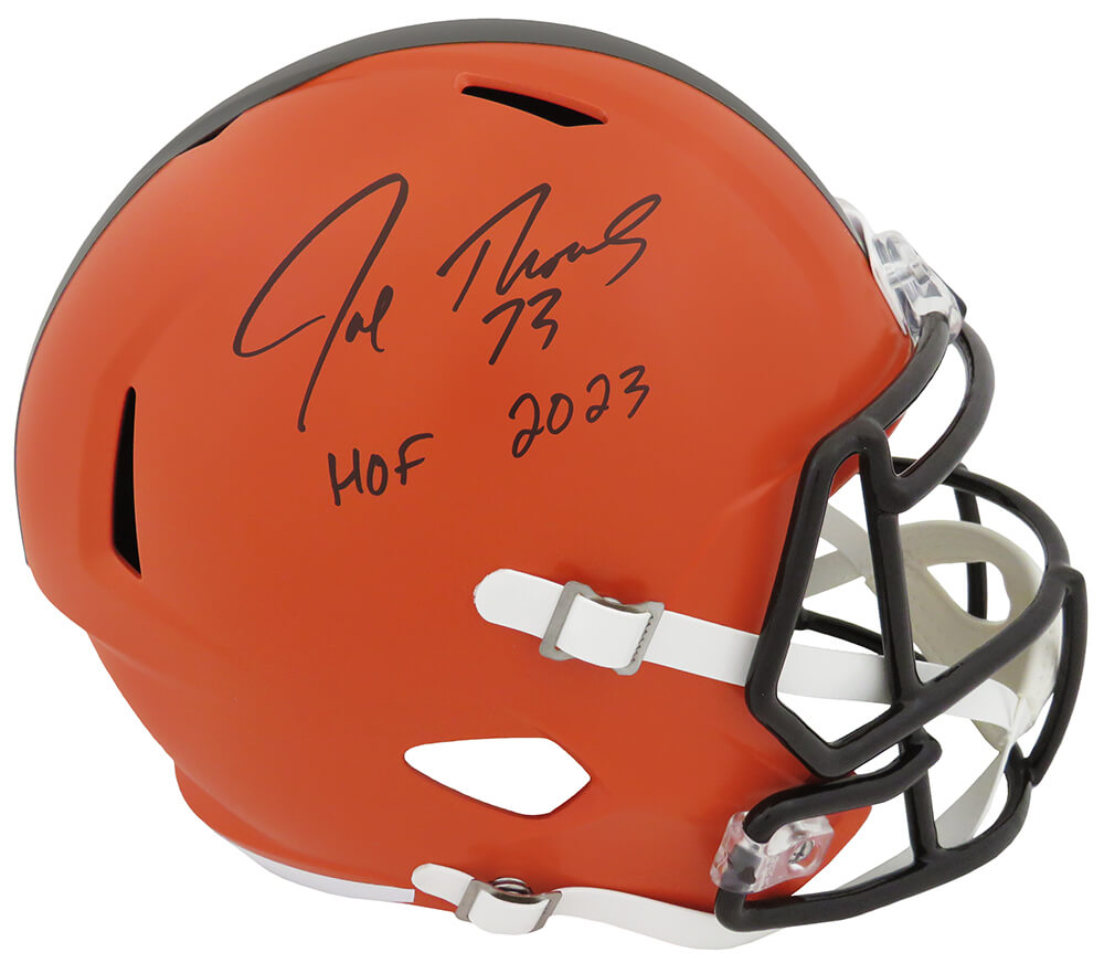Joe Thomas Autographed Cleveland Browns Riddell Full Size Speed Replica Helmet with HOF 2023-Powers Sports Memorabilia