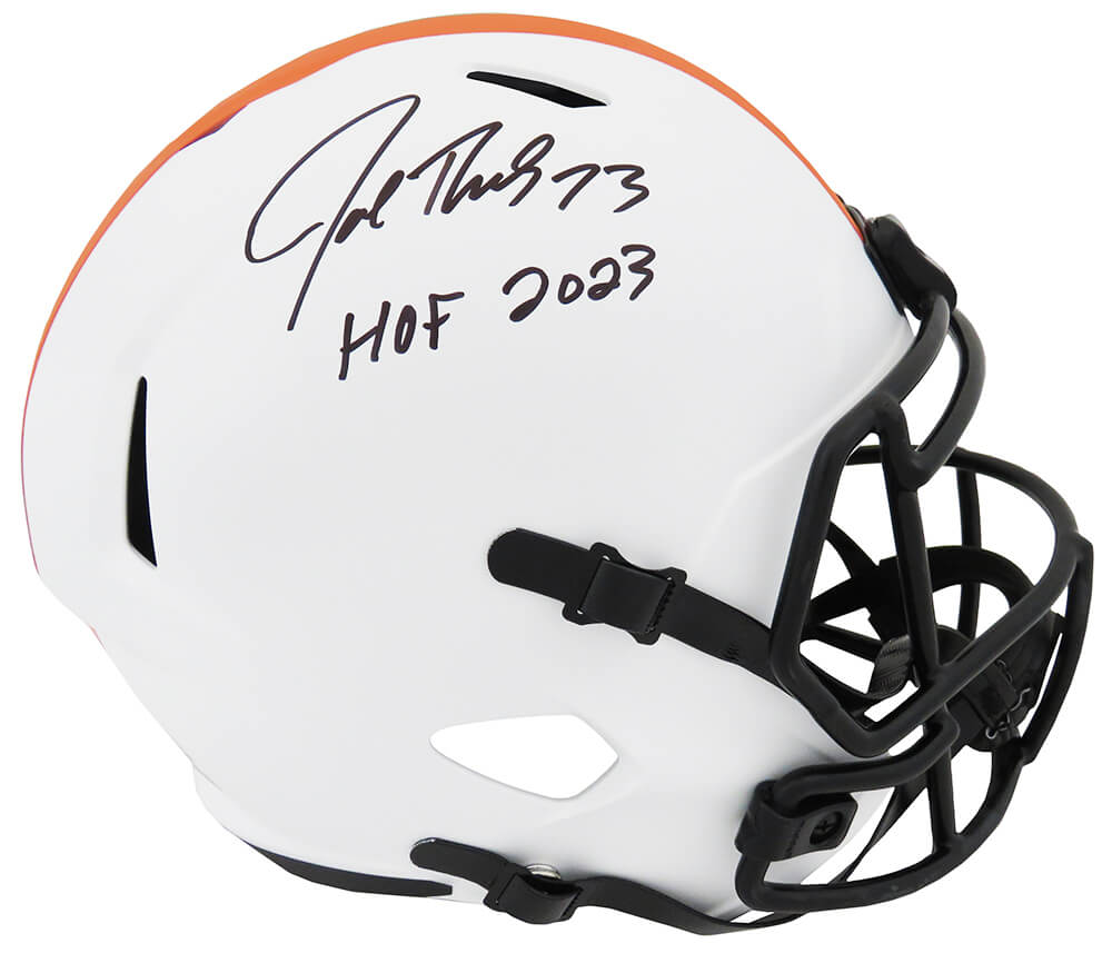 Joe Thomas Autographed Cleveland Browns Lunar Eclipse Riddell Full Size Speed Replica Helmet with HOF'23-Powers Sports Memorabilia