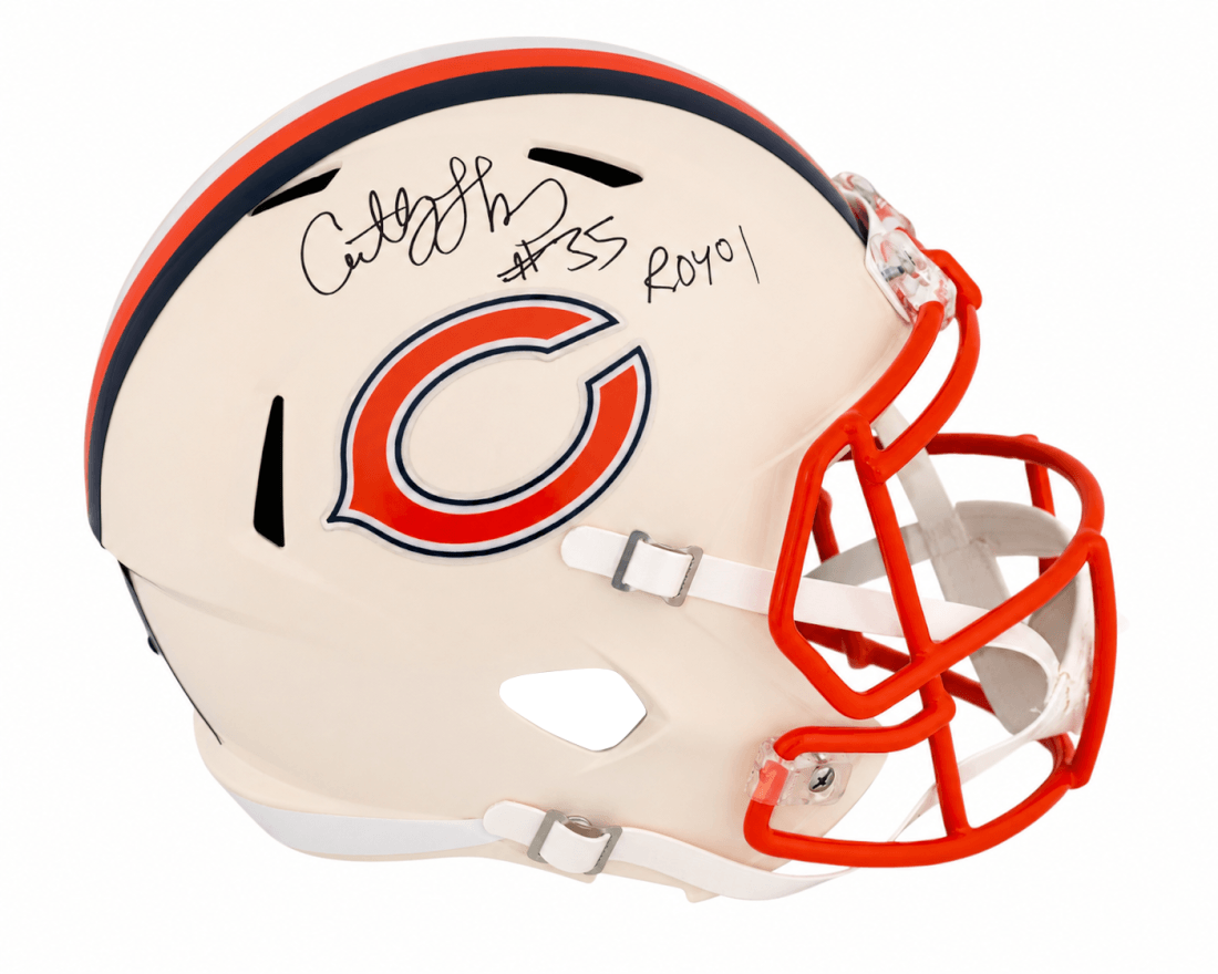 Anthony Thomas Autographed Chicago Bears RETRO Riddell Full Size Speed Replica Helmet with ROY'01-Powers Sports Memorabilia