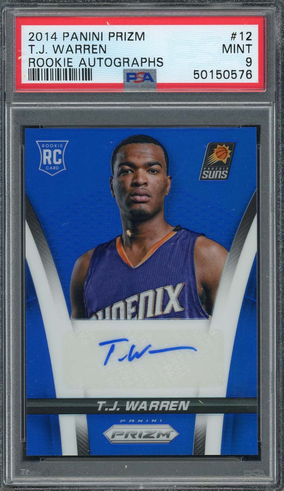 TJ Warren 2014 Panini Prizm Rookie Autographs Card #12 Graded PSA 9 /399-Powers Sports Memorabilia