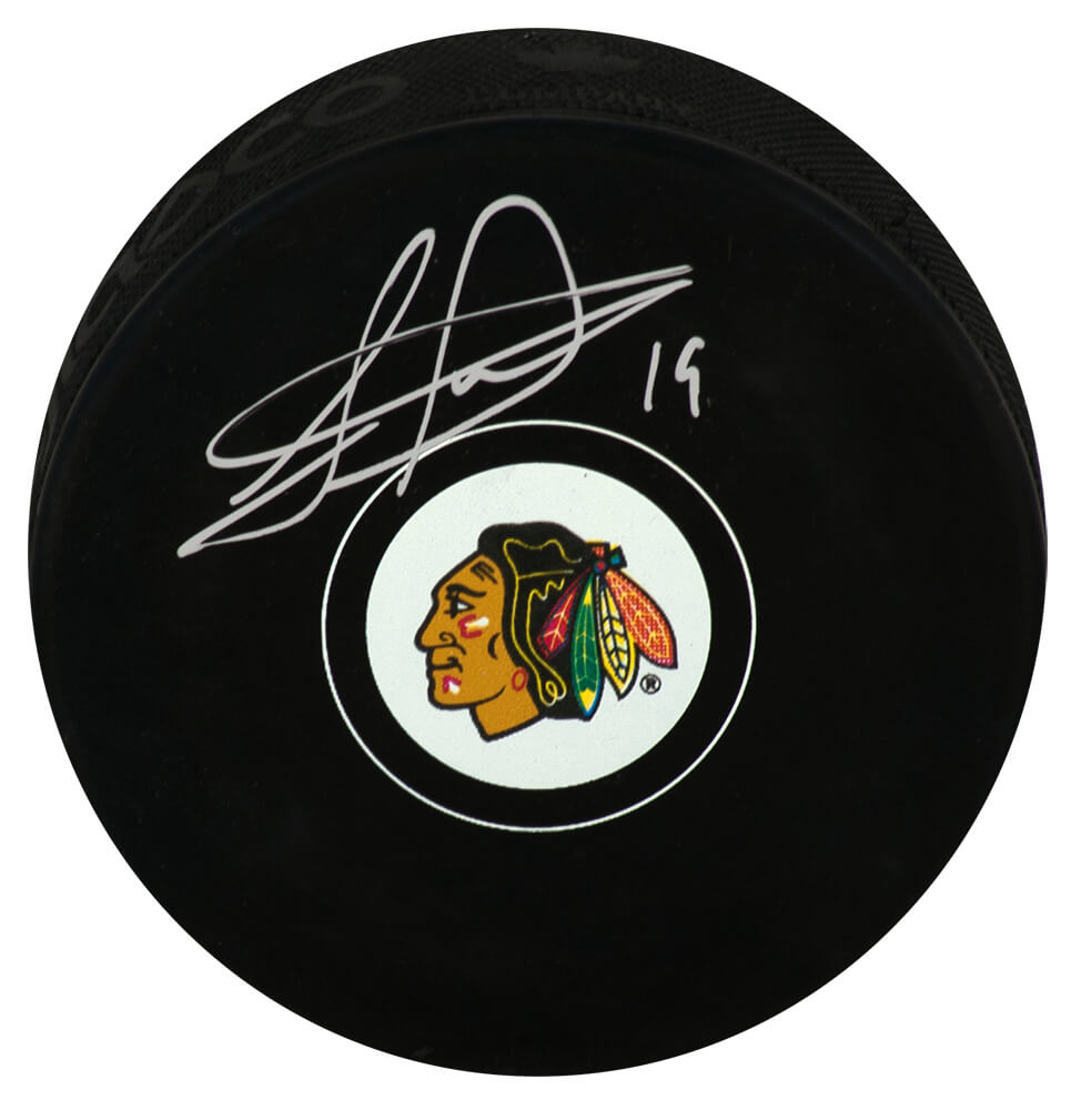 Jonathan Toews Autographed Chicago Blackhawks Team Logo Hockey Puck-Powers Sports Memorabilia